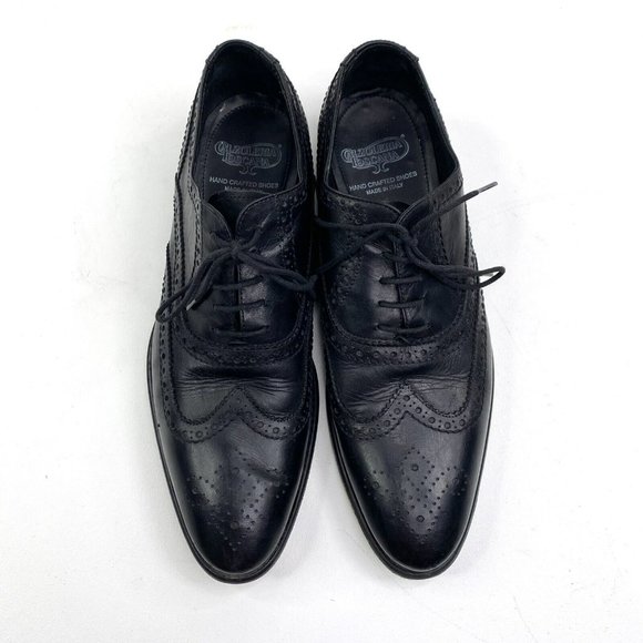CALZOLERIA TOSCANA Mens 42.5 US 9.5 Black Leather Wingtip Oxford Derby Shoes main image 4